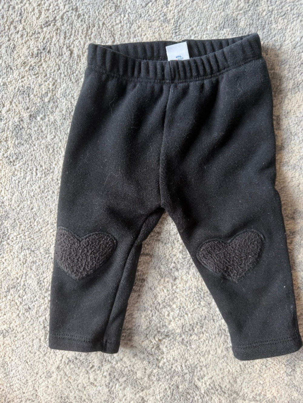 Old Navy Black Fleece pants for baby girl - hearts on knees